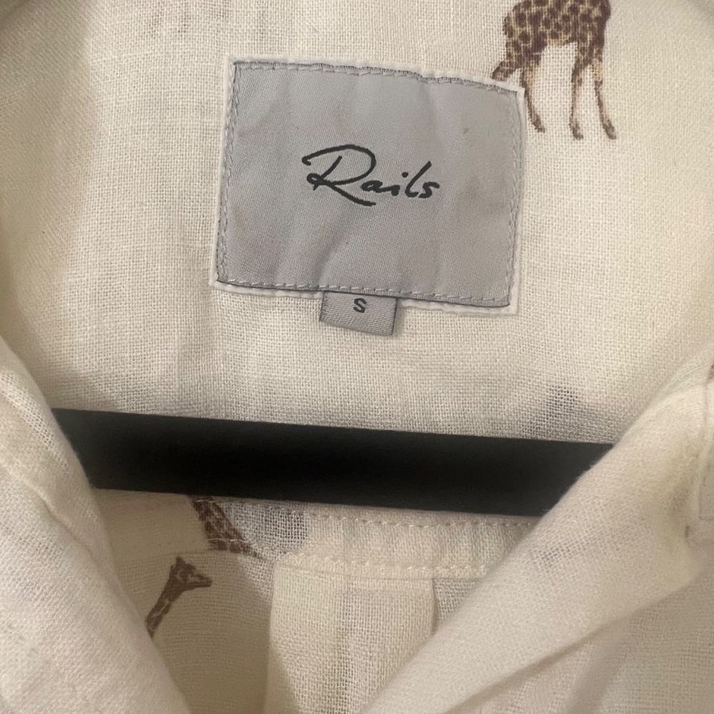 Rails Giraffe Print Button Down Shirt - image 2